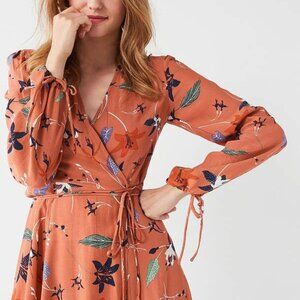 Urban Outfitters Audrey Long Sleeve Wrap Midi Dress